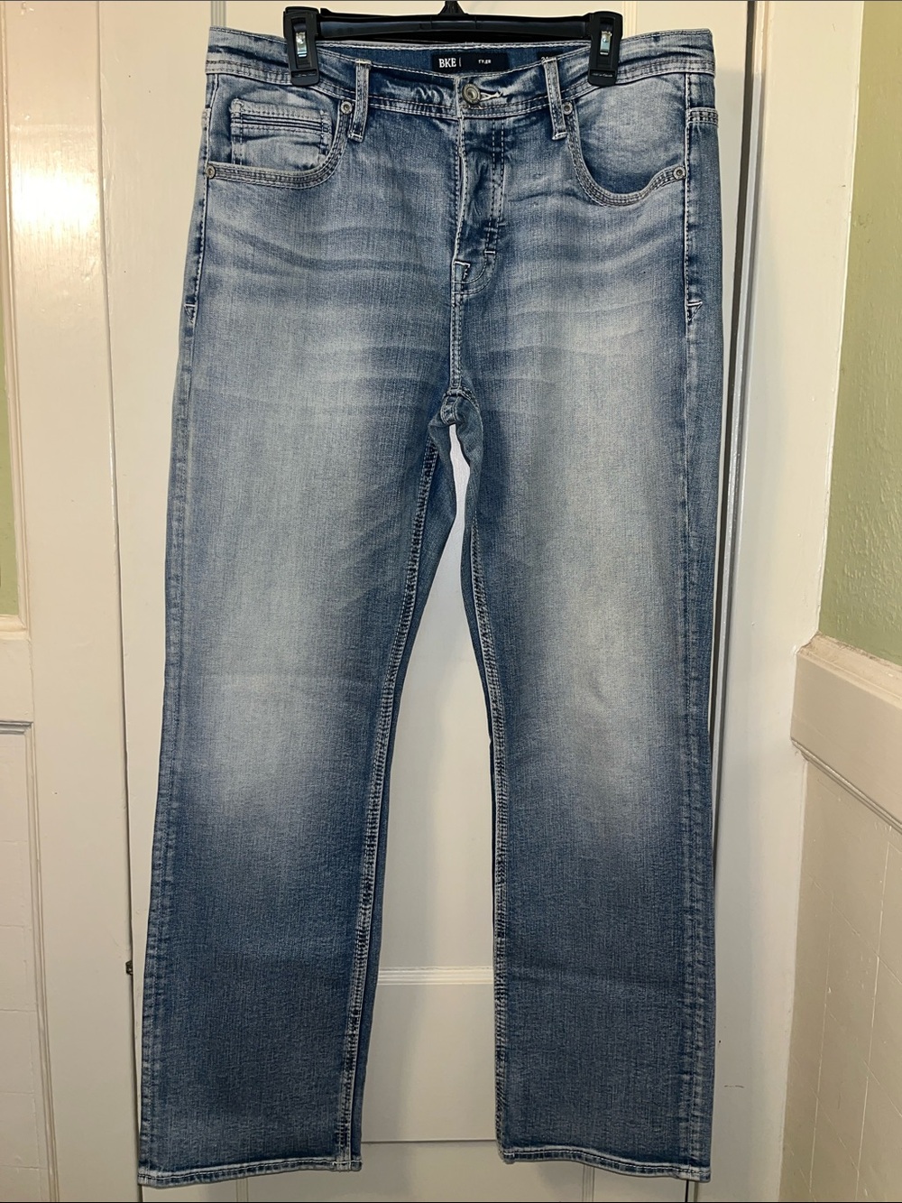 BKE Tyler Men’s Cudaback Washed Straight Leg Button Fly Jeans